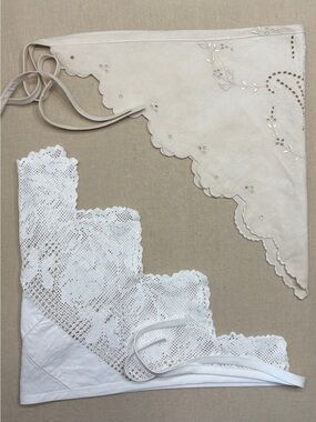 Lace and Eyelet Vintage-Style Head Scarves - White & Cream